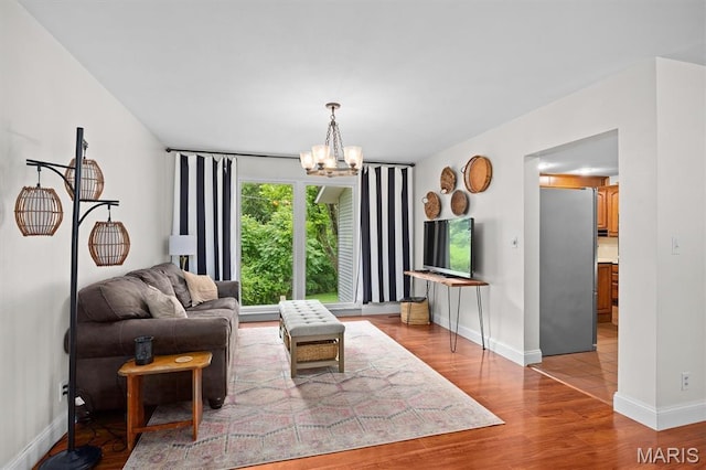 101 E Fairway Dr, Belleville, IL 62223 - living area with a chandelier and wood finished floors