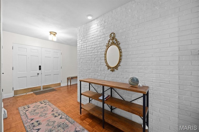 101 E Fairway Dr, Belleville, IL 62223 - entryway with brick wall and baseboards