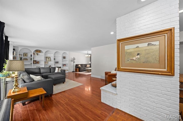 101 E Fairway Dr, Belleville, IL 62223 - living area with wood finished floors and built in shelves