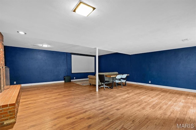 101 E Fairway Dr, Belleville, IL 62223 - unfurnished office with wood finished floors and an accent wall