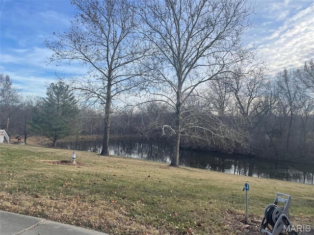 12746 Rolling Hills Dr, Trenton, IL 62293 - view of grassy yard with a water view and a forest view