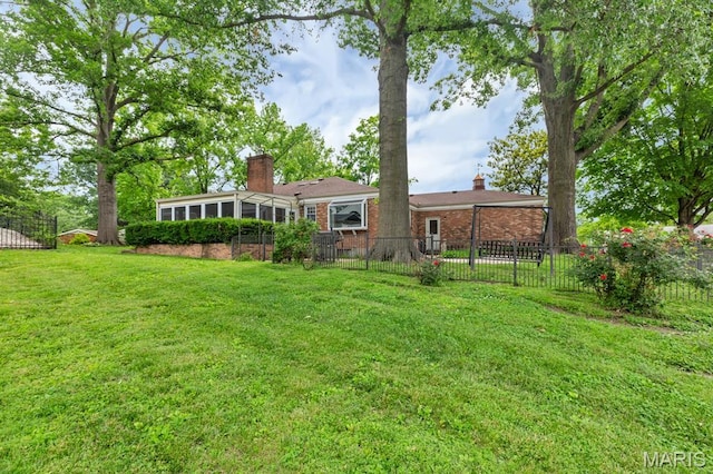 10 Rio Vista Dr, Frontier Township, MO 63303 - back of house featuring a chimney and brick siding