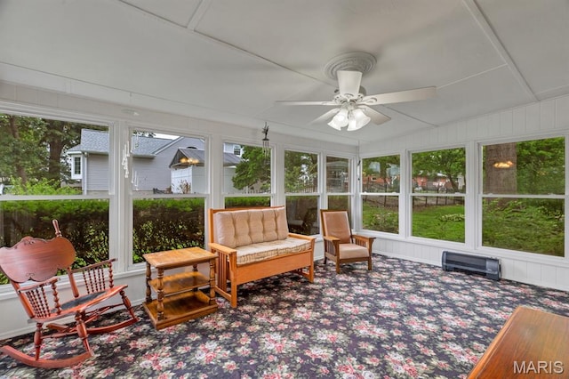 10 Rio Vista Dr, Frontier Township, MO 63303 - sunroom featuring ceiling fan and carpet floors