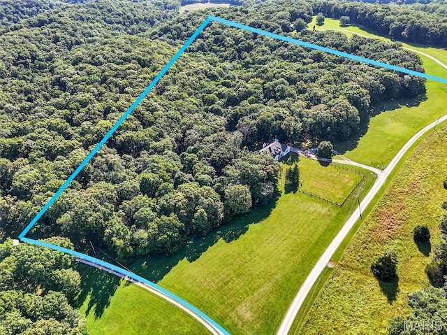 23827 Falcon Ridge Rd, Warrenton, MO 63383 - aerial view of property and surrounding area featuring property boundaries highlighted