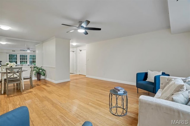 526 Sarah Ln Unit 13, Creve Coeur, MO 63141 - living room featuring ceiling fan and light wood-style flooring