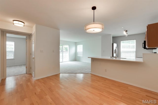 1125 Arbor Creek Dr Unit 2D, Saint Louis, MO 63122 - unfurnished living room featuring light wood finished floors, plenty of natural light, and light carpet