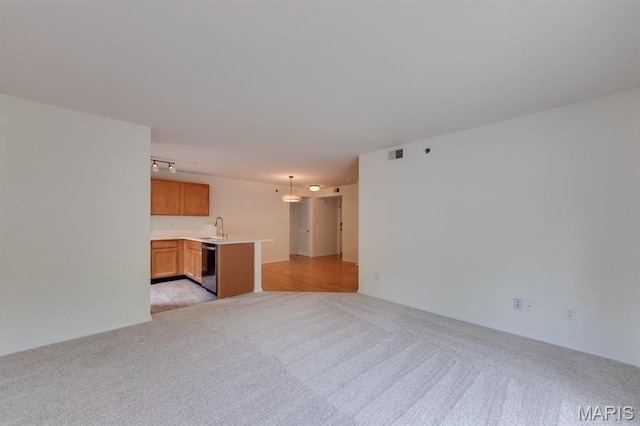 1125 Arbor Creek Dr Unit 2D, Saint Louis, MO 63122 - unfurnished living room with a sink and light carpet