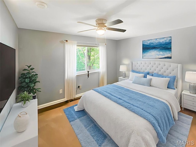 15468 Hitchcock Rd, Chesterfield, MO 63017 - bedroom with a ceiling fan and wood finished floors