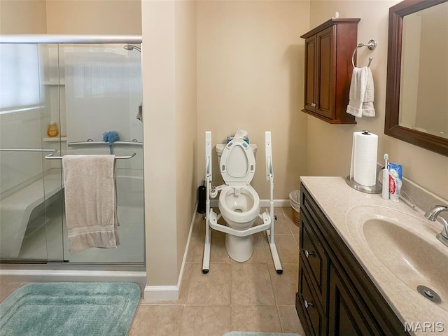 15468 Hitchcock Rd, Chesterfield, MO 63017 - full bathroom featuring vanity, tile patterned flooring, and a stall shower