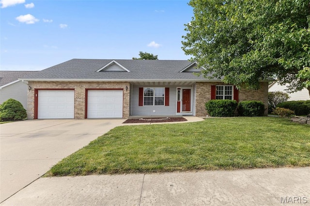3779 Michael John Dr, Swansea, IL 62226 - view of front facade with a garage, concrete driveway, brick siding, a front lawn, and roof with shingles