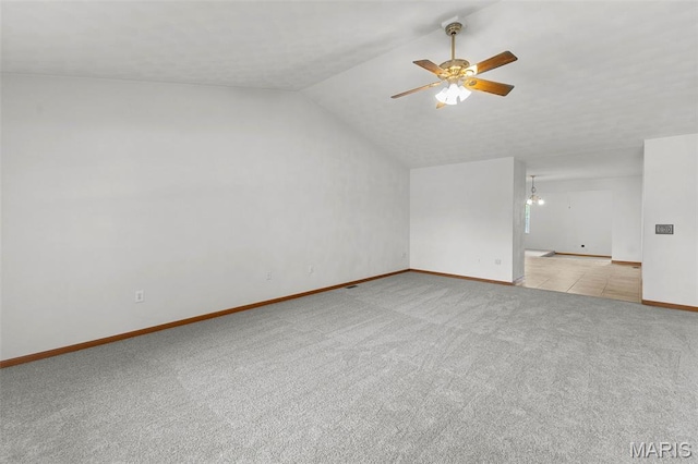 3779 Michael John Dr, Swansea, IL 62226 - additional living space featuring light carpet, vaulted ceiling, and a ceiling fan