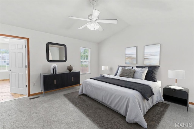3779 Michael John Dr, Swansea, IL 62226 - bedroom featuring vaulted ceiling, carpet floors, and ceiling fan