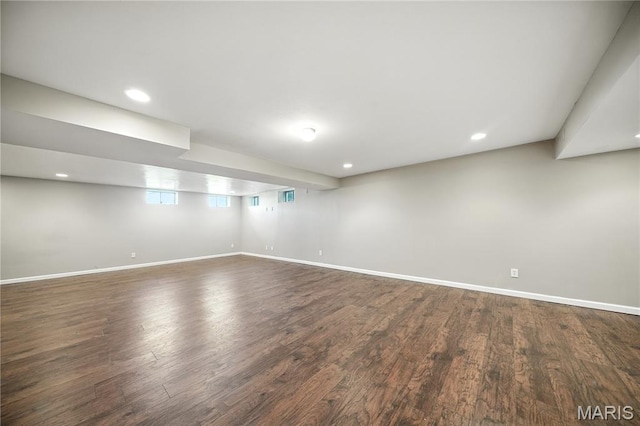 1408 Elm Tree Rd, Troy, MO 63379 - below grade area featuring dark wood-style flooring and recessed lighting