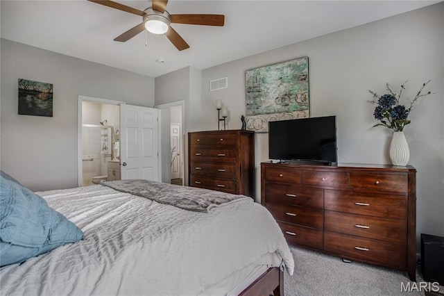 191 Noahs Mill Dr, Lake St Louis, MO 63367 - carpeted bedroom featuring ensuite bath and ceiling fan