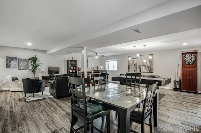 191 Noahs Mill Dr, Lake St Louis, MO 63367 - dining area with wood finished floors, recessed lighting, and ceiling fan