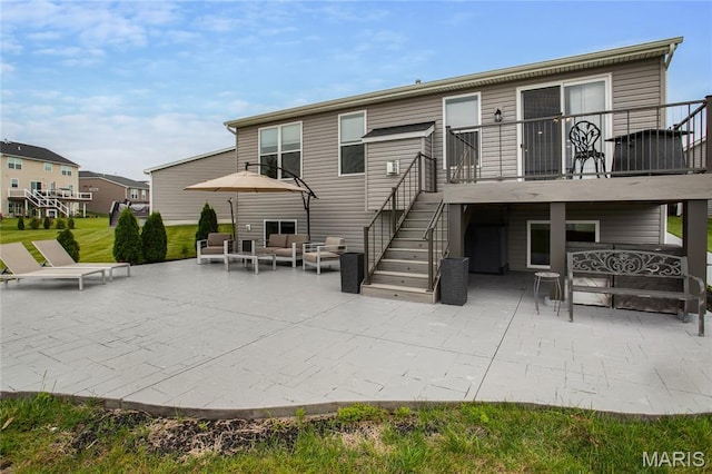 191 Noahs Mill Dr, Lake St Louis, MO 63367 - back of house featuring an outdoor hangout area, a patio area, and stairs