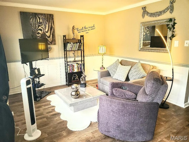 7540 Hazelcrest Dr, Hazelwood, MO 63042 - living room with crown molding and wood finished floors