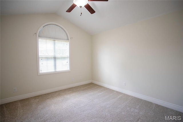 1106 Tulip Trce, Sikeston, MO 63801 - unfurnished room with ceiling fan, carpet flooring, and vaulted ceiling