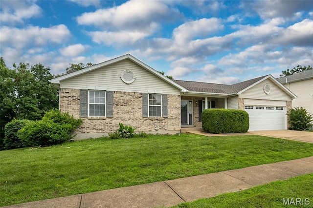 425 Bluffview Hts, Arnold, MO 63010 - single story home with brick siding, a garage, a front lawn, and concrete driveway