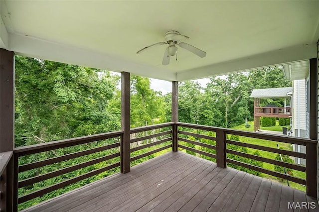 425 Bluffview Hts, Arnold, MO 63010 - wooden terrace featuring a ceiling fan