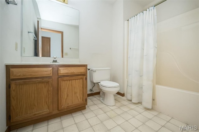425 Bluffview Hts, Arnold, MO 63010 - bathroom featuring vanity, shower / bathtub combination with curtain, and tile patterned flooring