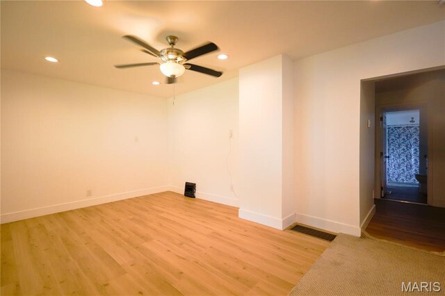 5444 Janet Ave, Jennings, MO 63136 - unfurnished room featuring light wood finished floors, ceiling fan, and recessed lighting