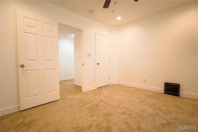 5444 Janet Ave, Jennings, MO 63136 - unfurnished bedroom featuring carpet flooring, recessed lighting, and a ceiling fan