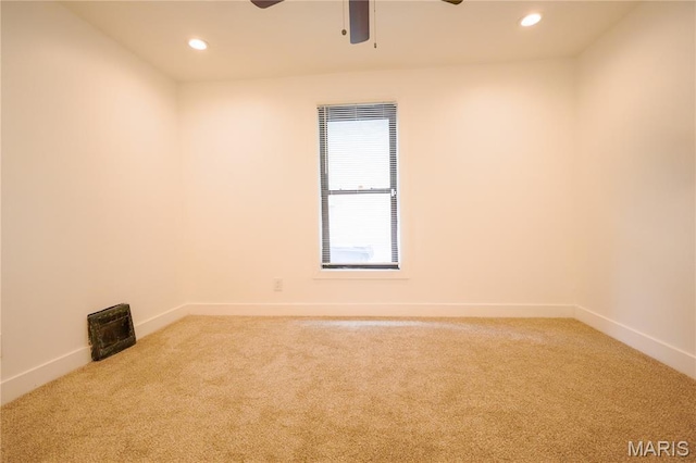 5444 Janet Ave, Jennings, MO 63136 - spare room featuring light colored carpet, ceiling fan, and recessed lighting