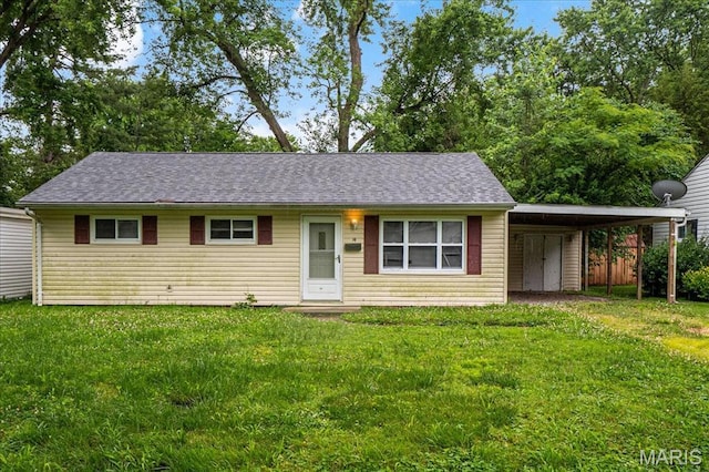 14 Lillian Dr, Belleville, IL 62226 - ranch-style home featuring a front yard and a carport