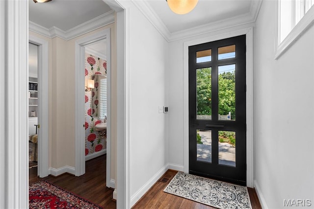 248 Gay Ave, Clayton, MO 63105 - foyer entrance with dark wood finished floors and ornamental molding