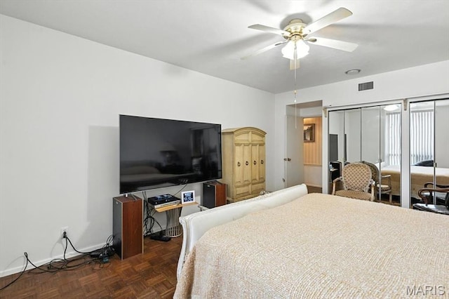 4501 Lindell Blvd Unit 9A, Saint Louis, MO 63108 - bedroom with ceiling fan and two closets
