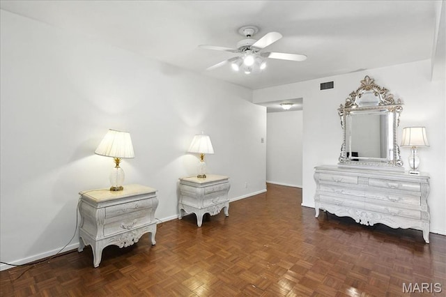 4501 Lindell Blvd Unit 9A, Saint Louis, MO 63108 - sitting room featuring ceiling fan and baseboards