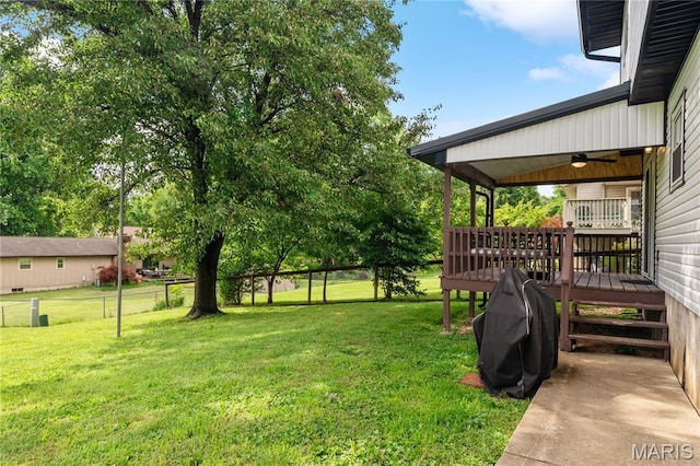 1939 Grandview Dr, Cape Girardeau, MO 63701 - view of yard with a ceiling fan and a deck