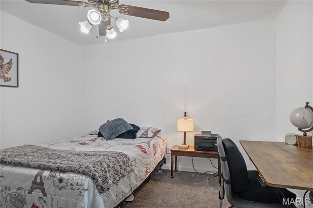 1939 Grandview Dr, Cape Girardeau, MO 63701 - carpeted bedroom with a ceiling fan and a desk