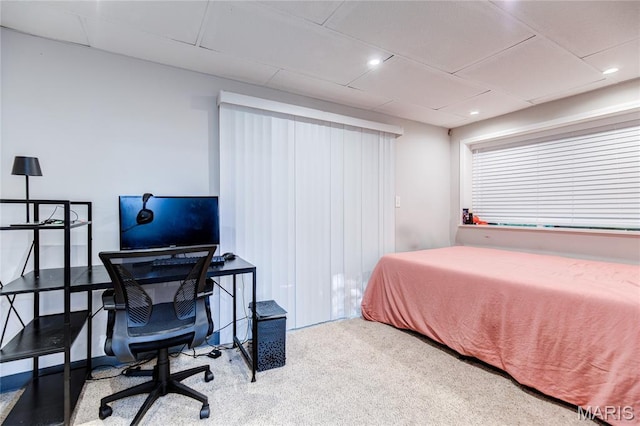67 Kings Dr, Florissant, MO 63034 - carpeted bedroom with an office area and a drop ceiling