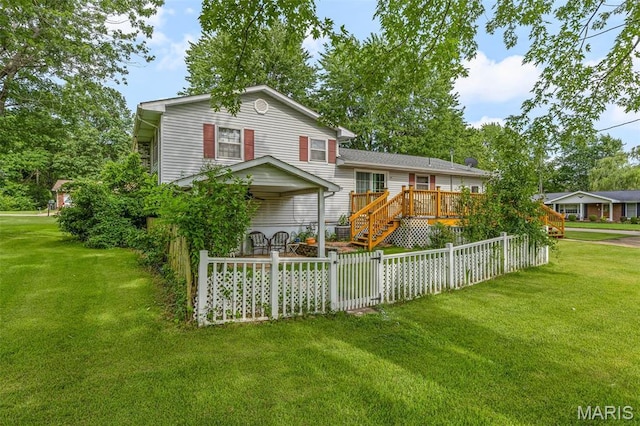 1301 Camillia St, Farmington, MO 63640 - tri-level home with a wooden deck