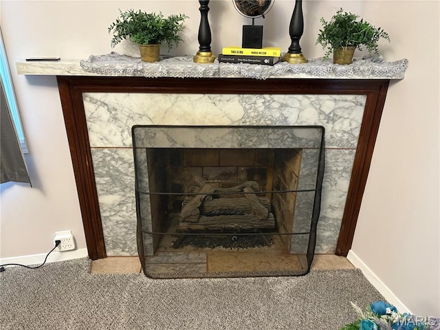 422 W Dover St, Monroe City, MO 63456 - detailed view of a tiled fireplace and carpet floors