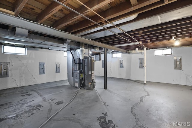 450 Forest Green Dr, Webster Groves, MO 63119 - below grade area featuring gas water heater, electric panel, and heating unit