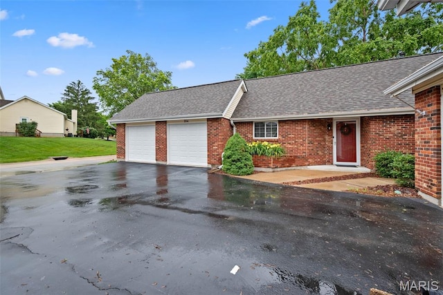 334 Devonshire Ct Unit A, Saint Peters, MO 63376 - single story home with a shingled roof, a garage, brick siding, and asphalt driveway