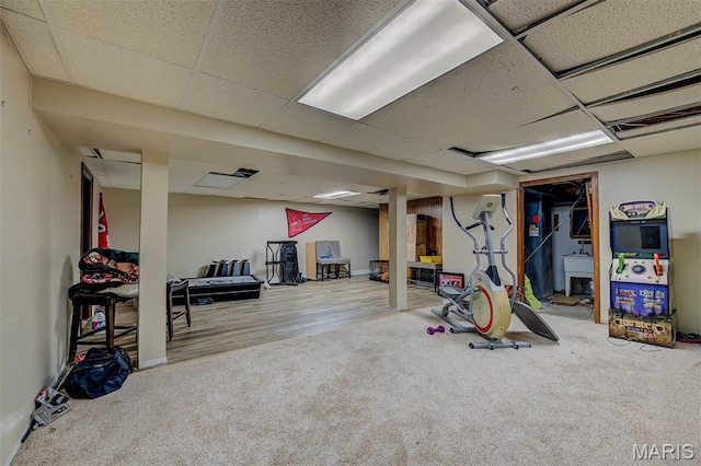 6048 La Chateau Ct, Saint Louis, MO 63129 - playroom featuring a paneled ceiling and carpet floors