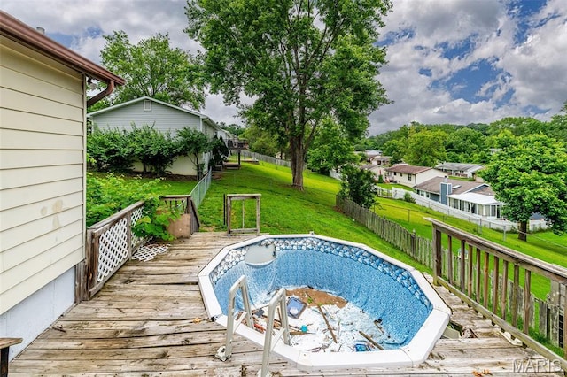 6048 La Chateau Ct, Saint Louis, MO 63129 - view of swimming pool with a wooden deck