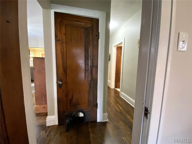 218 W 6th St, Hermann, MO 65041 - hall with dark wood-style floors and baseboards