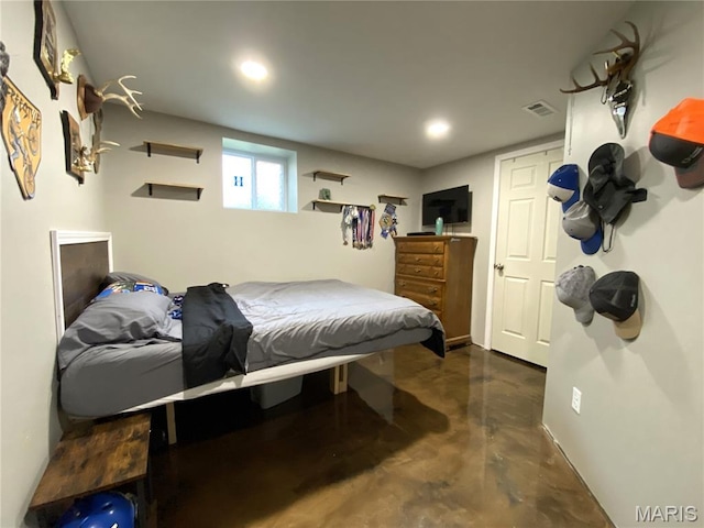 218 W 6th St, Hermann, MO 65041 - bedroom featuring finished concrete flooring and recessed lighting