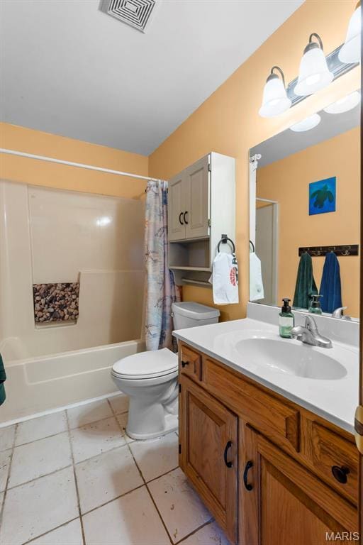 1802 Old Cape Rd, Jackson, MO 63755 - full bathroom featuring vanity, shower / bath combo, and tile patterned floors