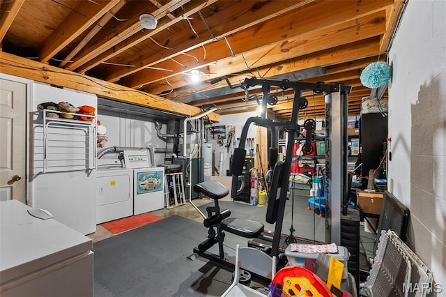 1802 Old Cape Rd, Jackson, MO 63755 - exercise room with washer and dryer and water heater