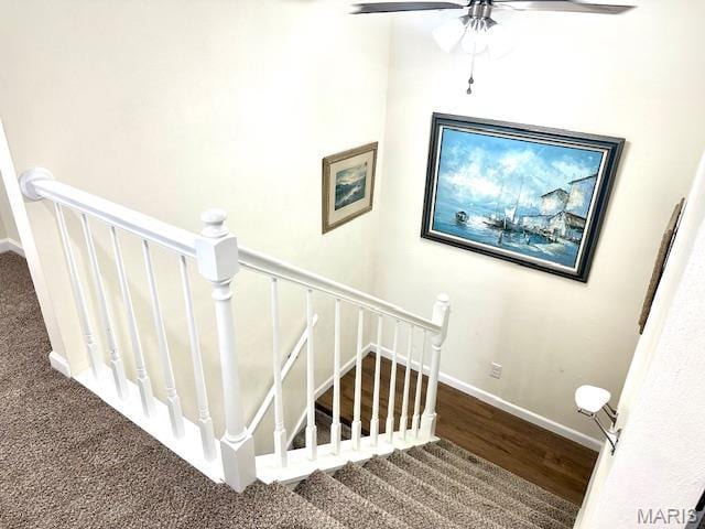 256 Black Oak Trl, Jackson, MO 63755 - stairway with wood finished floors and ceiling fan