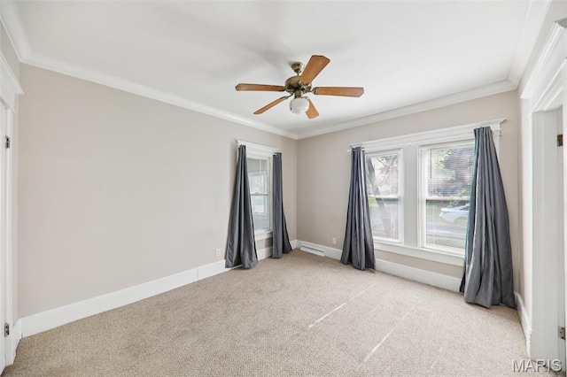 410 W Easton St, Gillespie, IL 62033 - empty room with light carpet, ceiling fan, and ornamental molding