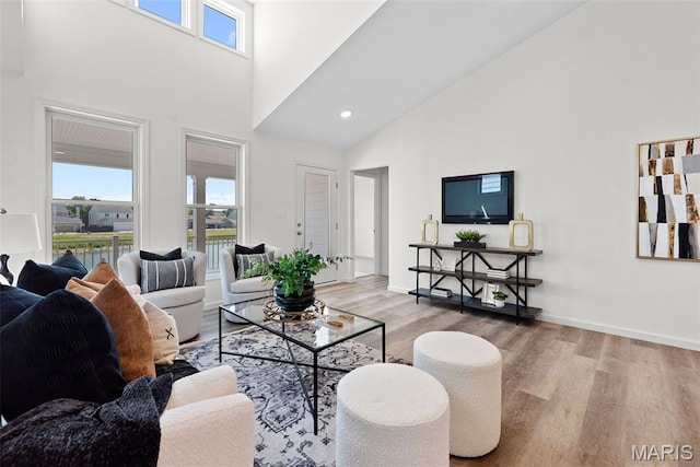 114 Marais Temps Clair, Saint Charles, MO 63301 - living room with high vaulted ceiling and wood finished floors