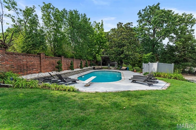 1259 Hampton Park Dr, Richmond Heights, MO 63117 - view of pool featuring a diving board, a patio, and a fenced backyard