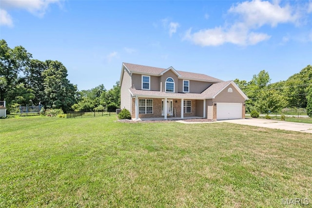 11264 Village Dr, Foristell, MO 63348 - view of front of home featuring driveway, a porch, and an attached garage